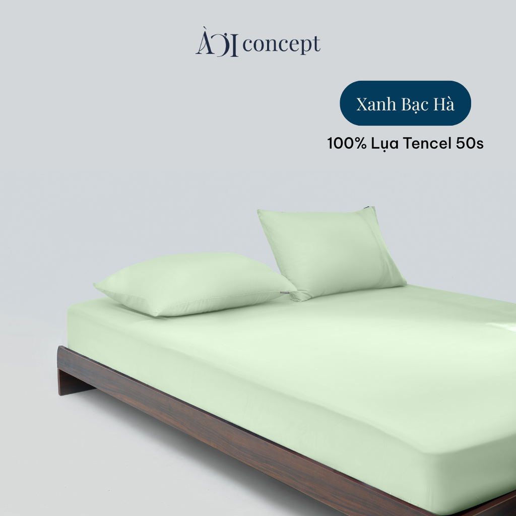 Bộ ga giường & 2 vỏ gối Tencel 50s [ Xanh Bạc Hà] À Ơi Concept CBTC00010