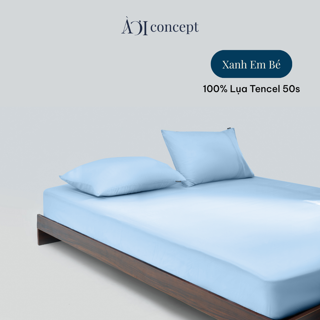 Bộ ga giường & 2 vỏ gối Tencel 50s [ Xanh Em Bé] À Ơi Concept CBTC00014