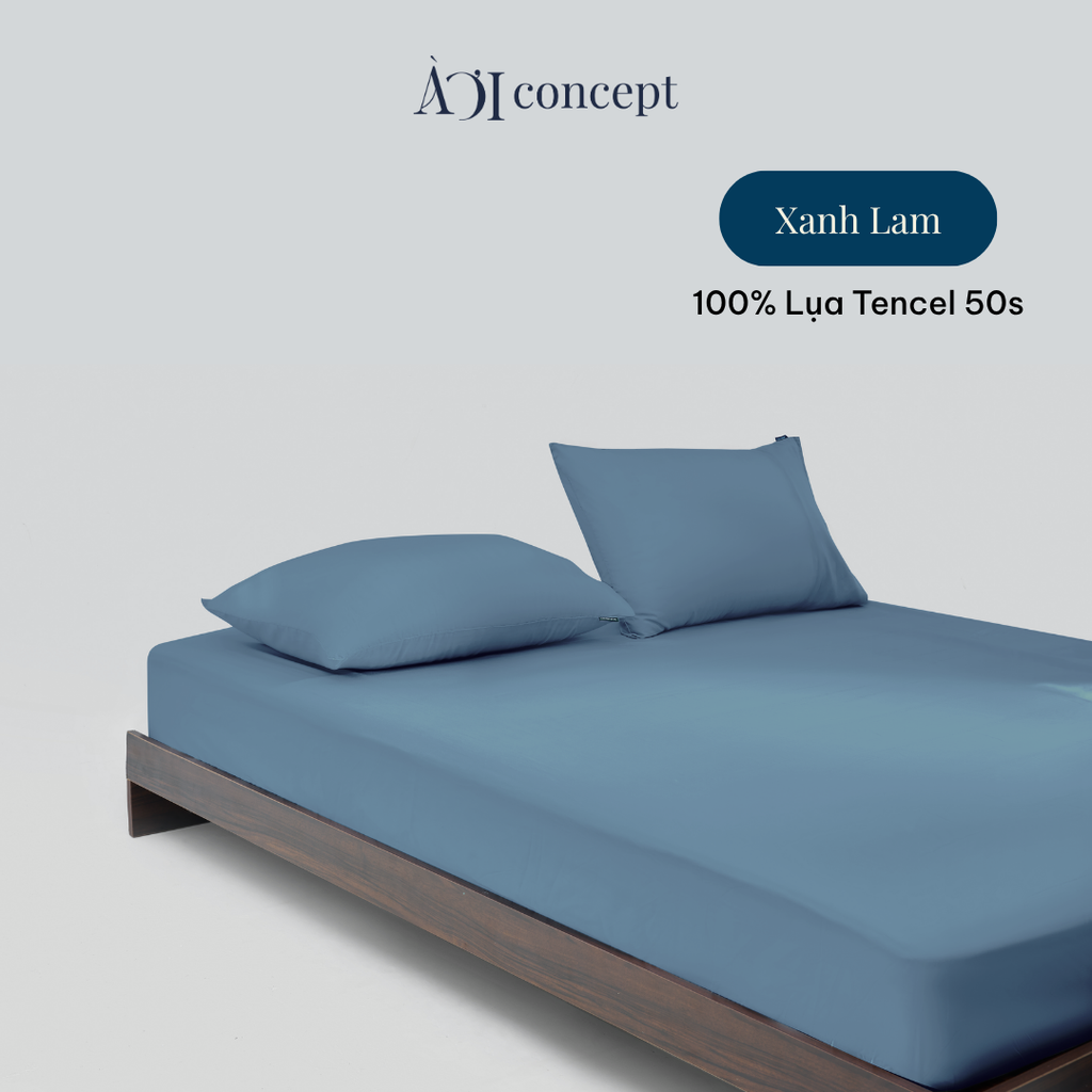 Bộ ga giường & 2 vỏ gối Tencel 50s [ Xanh Lam] À Ơi Concept CBTC00019