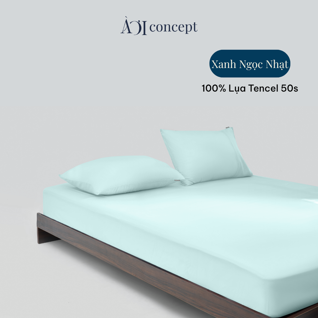 Bộ ga giường & 2 vỏ gối Tencel 50s [ Xanh Ngọc Nhạt] À Ơi Concept CBTC00017