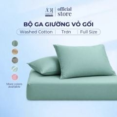  Bộ ga gối 3 món Washed Cotton, 1m2 - 2m2 đơn sắc 