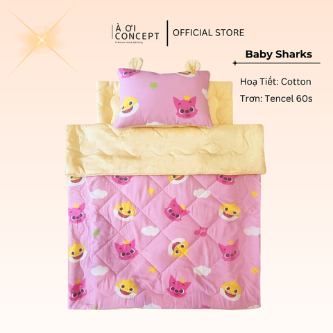 Bộ chăn gối nệm cho bé ( Mền lớn) Tencel 60s, Họa tiết Cotton [ Nhiều Họa Tiết ]