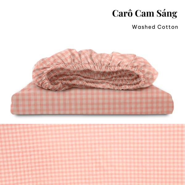  Drap giường Washed Cotton [ Caro Cam Sáng ] 