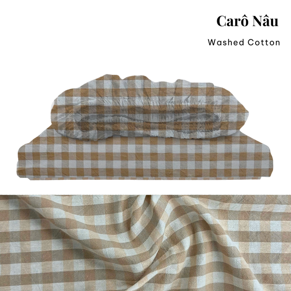  Drap giường Washed Cotton [ Caro Nâu ] 