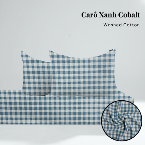  Bộ ga gối 3 món Washed Cotton [ Xanh Cobalt ] À ƠI CONCEPT 
