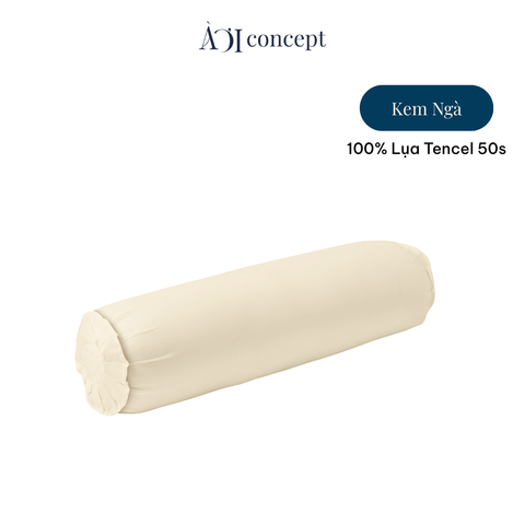  Vỏ gối ôm | Lụa Tencel 50s | 37 x 100 cm | Mềm mại, Thoáng khí | Kem Ngà | VGTC000033 | À Ơi Concept 