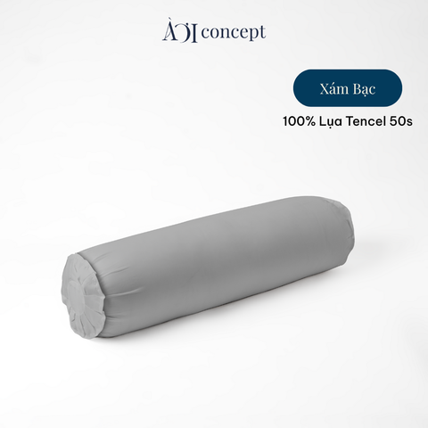  Vỏ gối ôm | Lụa Tencel 50s | 37 x 100 cm | Mềm mại, Thoáng khí | Xám Bạc | VGTC000030 | À Ơi Concept 