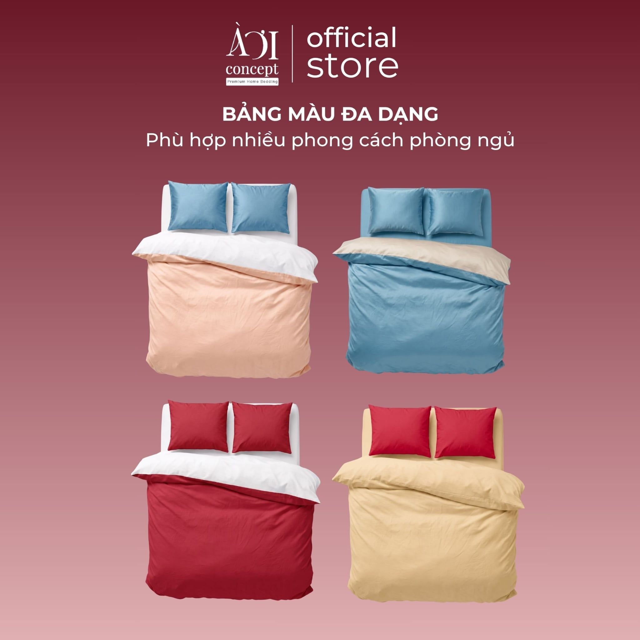  Bộ chăn ga gối Tencel 60s Whispered Vows [Xanh Khói x Trắng Tinh x Hồng Nude] À ƠI CONCEPT 