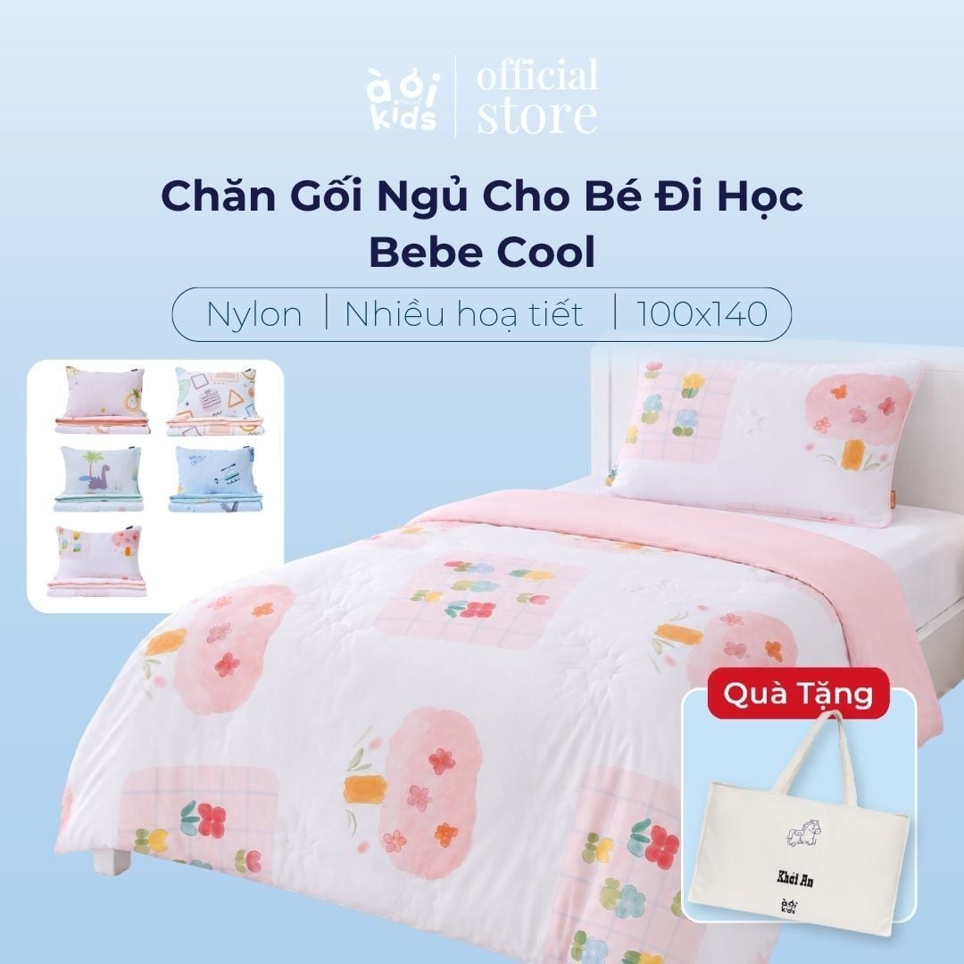  Chăn gối ngủ cho bé đi học Bebe Cool Chất liệu mát lạnh Nylon Spandex 