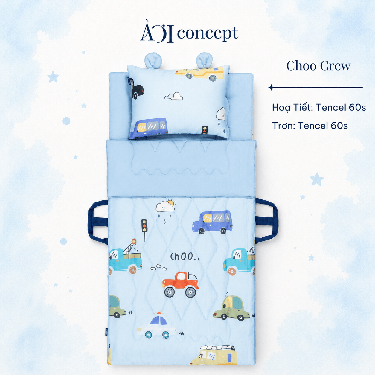  Bộ chăn gối nệm cho bé Tencel 60s [ Nhiều Họa tiết ] 