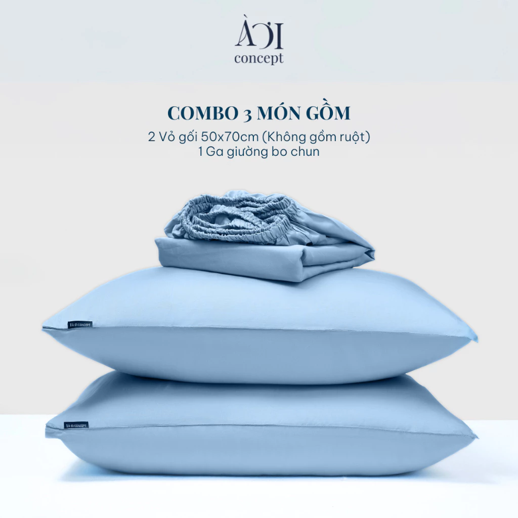 Bộ ga giường & 2 vỏ gối Tencel 50s [ Xám Bạc] À Ơi Concept CBTC00015