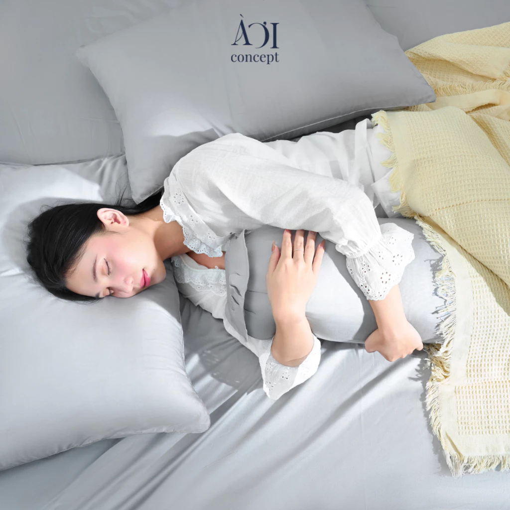 Bộ chăn ga gối 4 món Tencel 50s [ Nâu Bạc Sỉu] À Ơi Concept BCGG0007