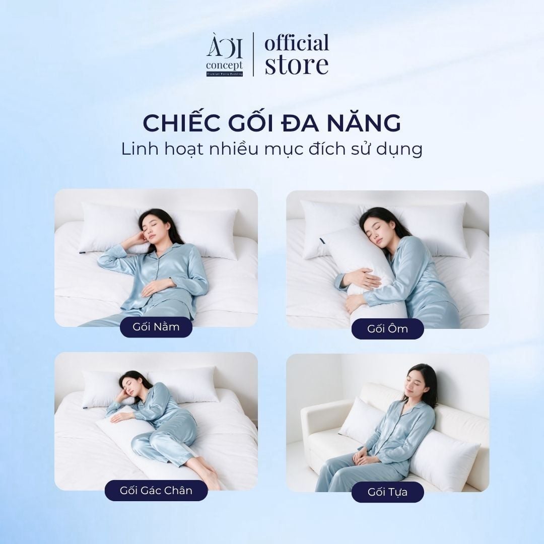  Combo Gối Đôi Comfort Duo và Vỏ Gối Lạnh | 40 x 120cm | Trơn | 6 Màu 