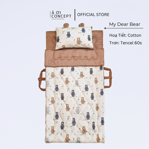 Bộ chăn gối nệm cho bé Tencel 60s, Họa tiết Cotton [ Nhiều Họa Tiết ]