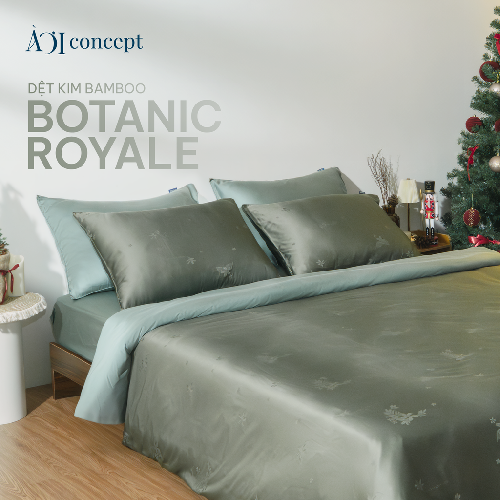 Bộ chăn ga gối | Dệt Kim Bamboo | 5 món | Botanic Royale | À Ơi Concept