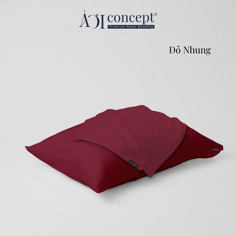  Vỏ gối nằm trơn | Lụa Tencel | 50cmx70cm, 35cmx50cm | Túi lồng ruột | Tím Mận | Đỏ Nhung | VGTC00057 | À Ơi Concept 