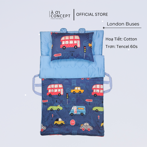 Bộ chăn gối nệm cho bé Tencel 60s, Họa tiết Cotton [ Nhiều Họa Tiết ]