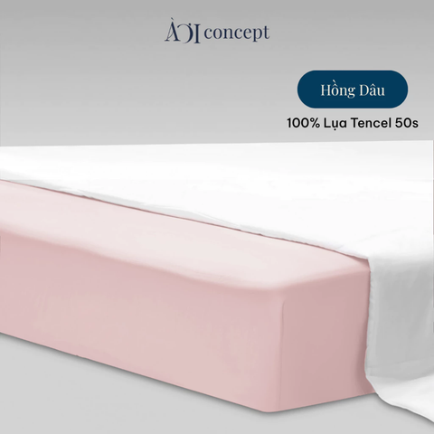  Drap giường Trơn Tencel 50s, Màu [ Hồng dâu] 