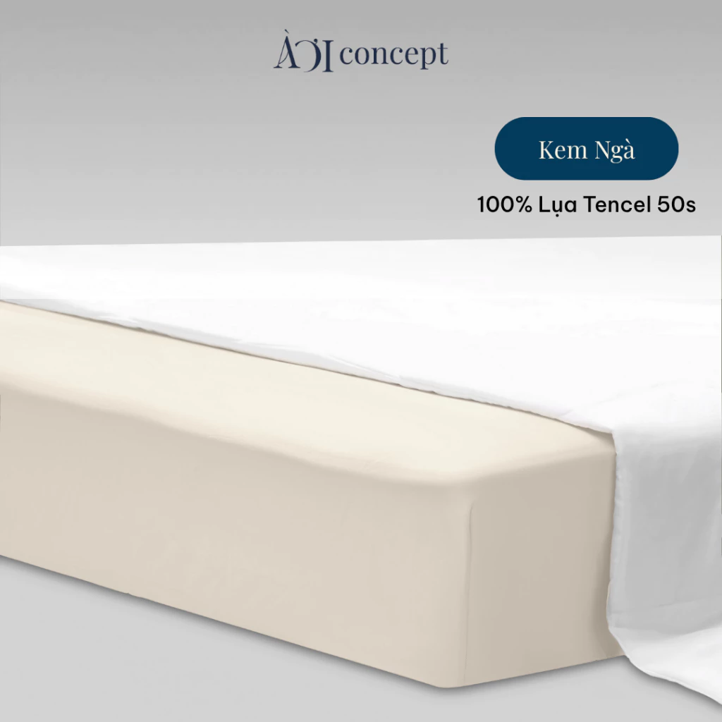 Drap giường Trơn Tencel 50s, Màu [ Kem ng]