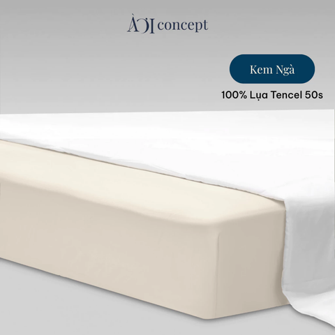  Drap giường Trơn Tencel 50s, Màu [ Kem ng] 