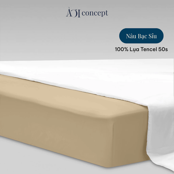  Drap giường Trơn Tencel 50s, Màu [ Nâu Bạc Xỉu] 