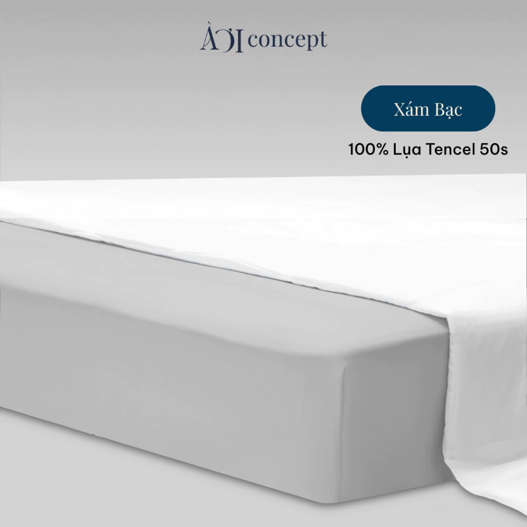 Drap giường Trơn Tencel 50s, Màu [ Xám bạc] À ƠI CONCEPT DGTC00006