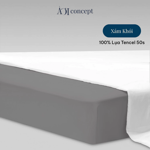  Drap giường Trơn Tencel 50s, Màu [ Xám khói] 