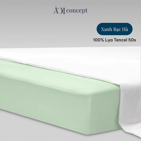  Drap giường Trơn Tencel 50s, Màu [ Xanh Bạc Hà] 