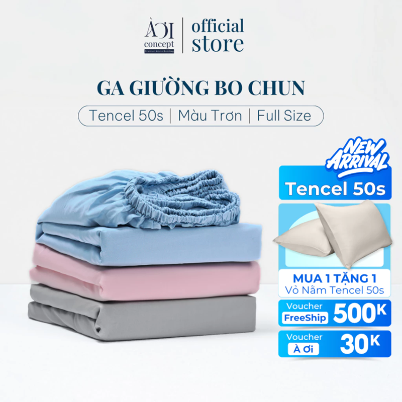 Drap giường Trơn Tencel 50s, Màu [ Kem ng]