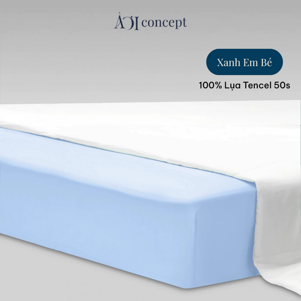  Drap giường Trơn Tencel 50s, Màu [ Xanh em bé] 