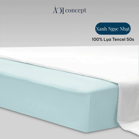  Drap giường Trơn Tencel 50s, Màu [ Xanh Ngọc nhạt] 