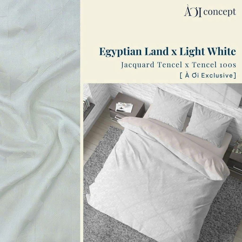 Bộ chăn ga gối | Tencel dệt kim | 5 món | Egyptian Land x Light White | À Ơi Concept