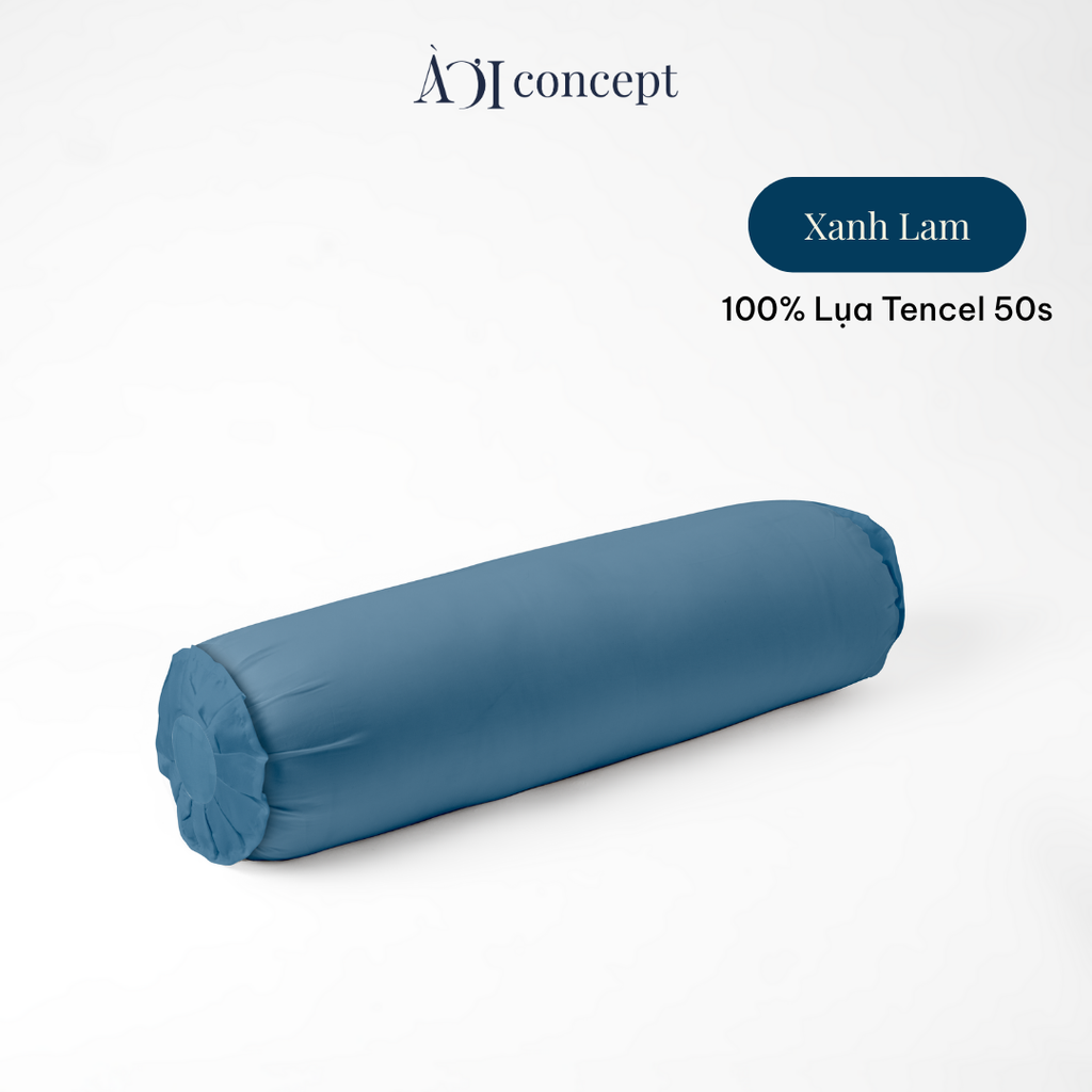 Vỏ gối ôm | Lụa Tencel 50s | 37 x 100 cm | Mềm mại, Thoáng khí | Xanh Lam | VGTC000029 | À Ơi Concept