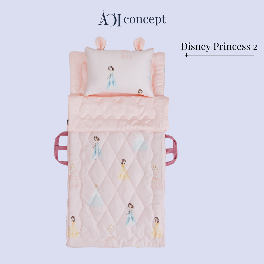 Bộ chăn gối nệm cho bé Tencel 60s, Họa tiết [ Disney Princess 2] À ƠI CONCEPT CGCB00110