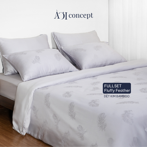  Bộ chăn ga gối | Dệt Kim Bamboo | 5 món | Fluffy Feather | À Ơi Concept 