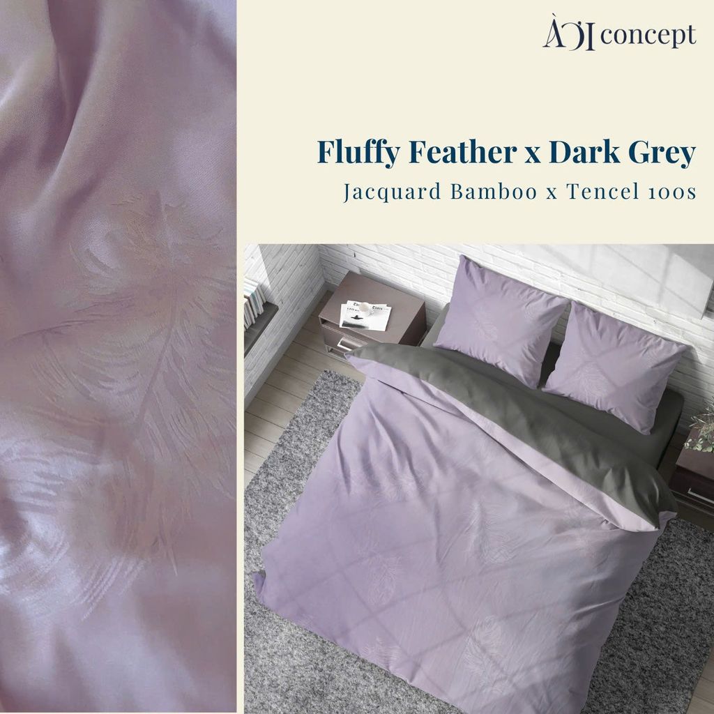 Bộ chăn ga gối | Tencel dệt kim | 5 món | 160x200cm, 180x200cm, 200x220cm | Fluffy Feathers x Tencel 100s | Mềm mại, Kháng khuẩn, Thấm hút | CGDK0018 | À Ơi Concept