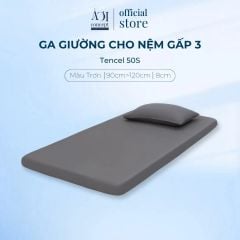 Ga Nệm Gấp 3 lụa Tencel 50s Màu Trơn Bo Chun Cao Cấp Không Xù Lông Trơn Mượt Thoáng Mát