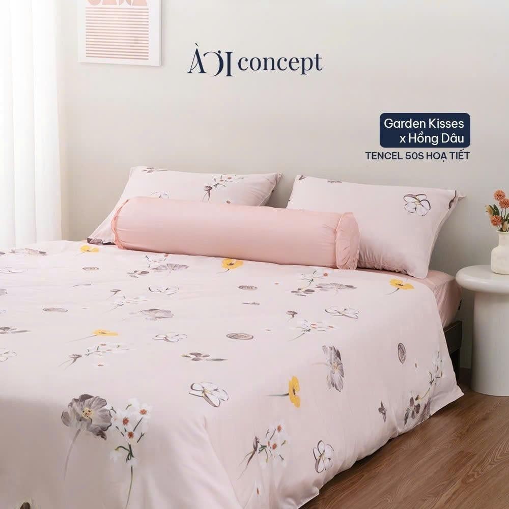 Bộ chăn ga gối 5 món Hoạ Tiết | Tencel 50s [ Garden Kisses] À Ơi Concept