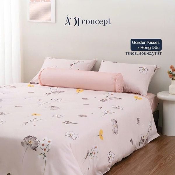  Bộ chăn ga gối 5 món Hoạ Tiết | Tencel 50s [ Garden Kisses] À Ơi Concept 