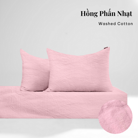  Bộ ga gối 3 món Washed Cotton [ Hồng Phấn Nhạt ] À ƠI CONCEPT 