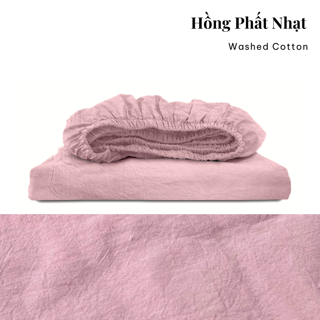 Drap giường Washed Cotton [ Hồng Phất Nhạt ]