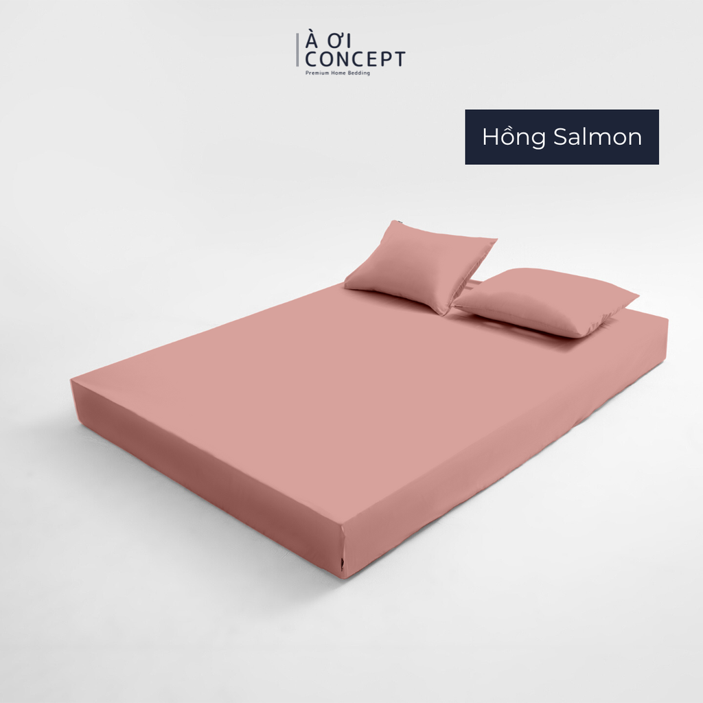 Bộ ga giường & 2 vỏ gối Tencel 60s [ Hồng Salmon ] À ƠI CONCEPT