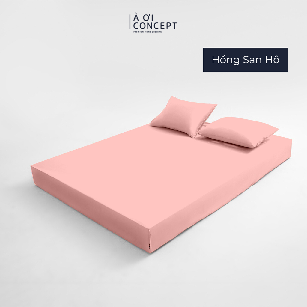 Bộ ga giường & 2 vỏ gối Tencel 60s [ Hồng San Hô ] À ƠI CONCEPT