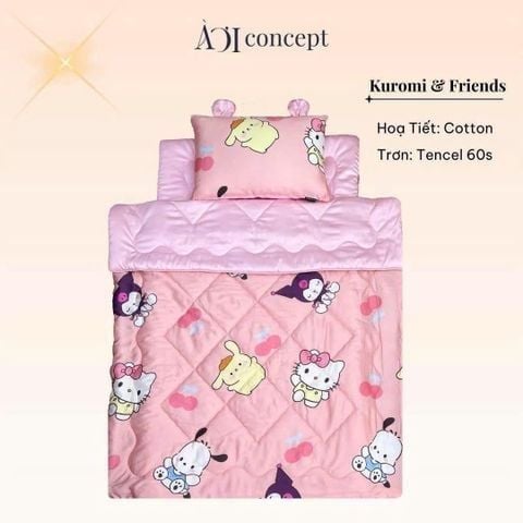 Bộ chăn gối nệm cho bé ( Mền lớn) Tencel 60s, Họa tiết Cotton [ Nhiều Họa Tiết ]