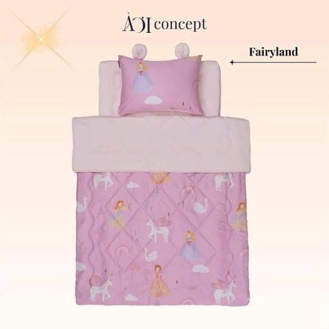  Bộ chăn gối nệm cho bé ( Mền lớn) Tencel 60s, Họa tiết Cotton [ Fairyland ] 