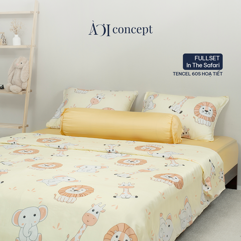  Bộ chăn ga gối Tencel hoạ tiết | 5 món | 160x200cm, 180x200cm, 200x220cm | In the Safari | Mát lạnh, Mềm mịn, Trơn mướt | CGTC0006 | À Ơi Concept 