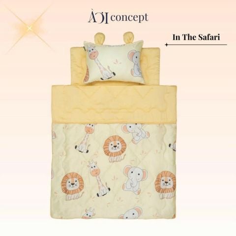  Bộ chăn gối nệm cho bé ( Mền lớn) Tencel 60s, Họa tiết [ In The Safari] 