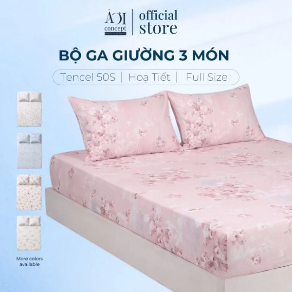  Bộ ga giường và 2 vỏ gối nằm Tencel 50s họa tiết từ 1m2 đến 2m2 cao cấp 