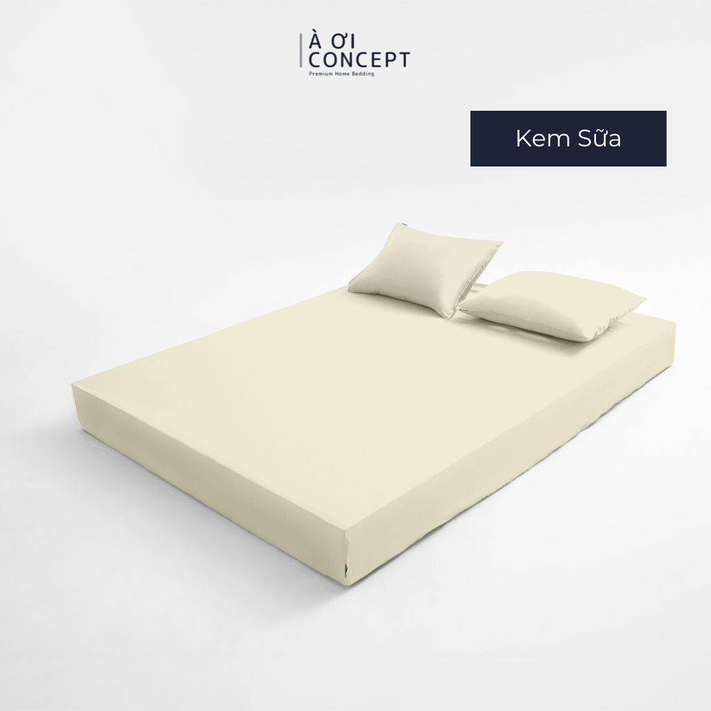 Bộ ga giường & 2 vỏ gối Tencel 60s [ Kem Sữa ] À ƠI CONCEPT