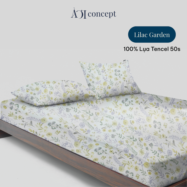  Bộ ga giường & 2 vỏ gối Tencel 50s [ Lilac Garden ] 